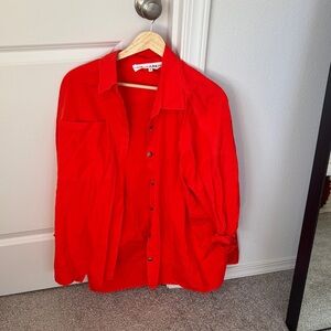 Vibrant Red Utility Jacket for Women